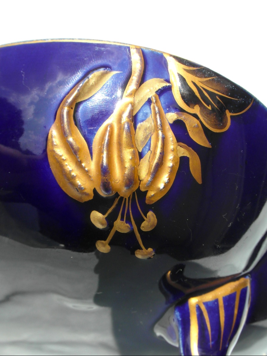 Heraldic Lion Stemmed Cup, Kg Lunéville, Gallé Era, 1900 -photo-3