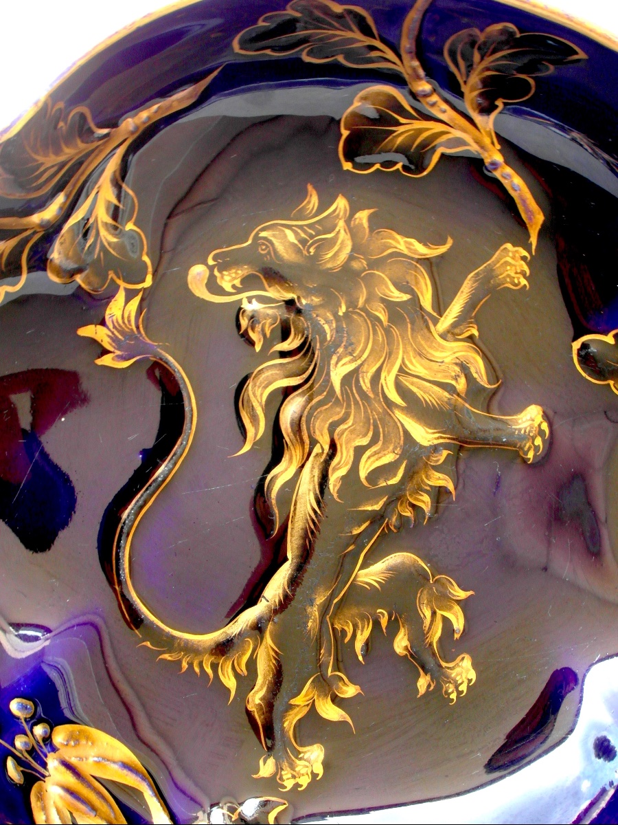 Heraldic Lion Stemmed Cup, Kg Lunéville, Gallé Era, 1900 -photo-6