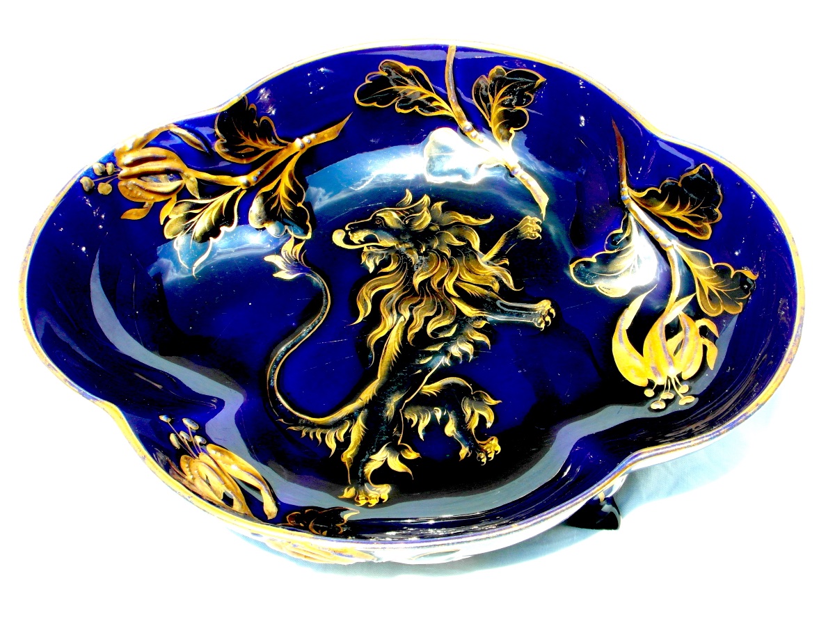 Heraldic Lion Stemmed Cup, Kg Lunéville, Gallé Era, 1900 