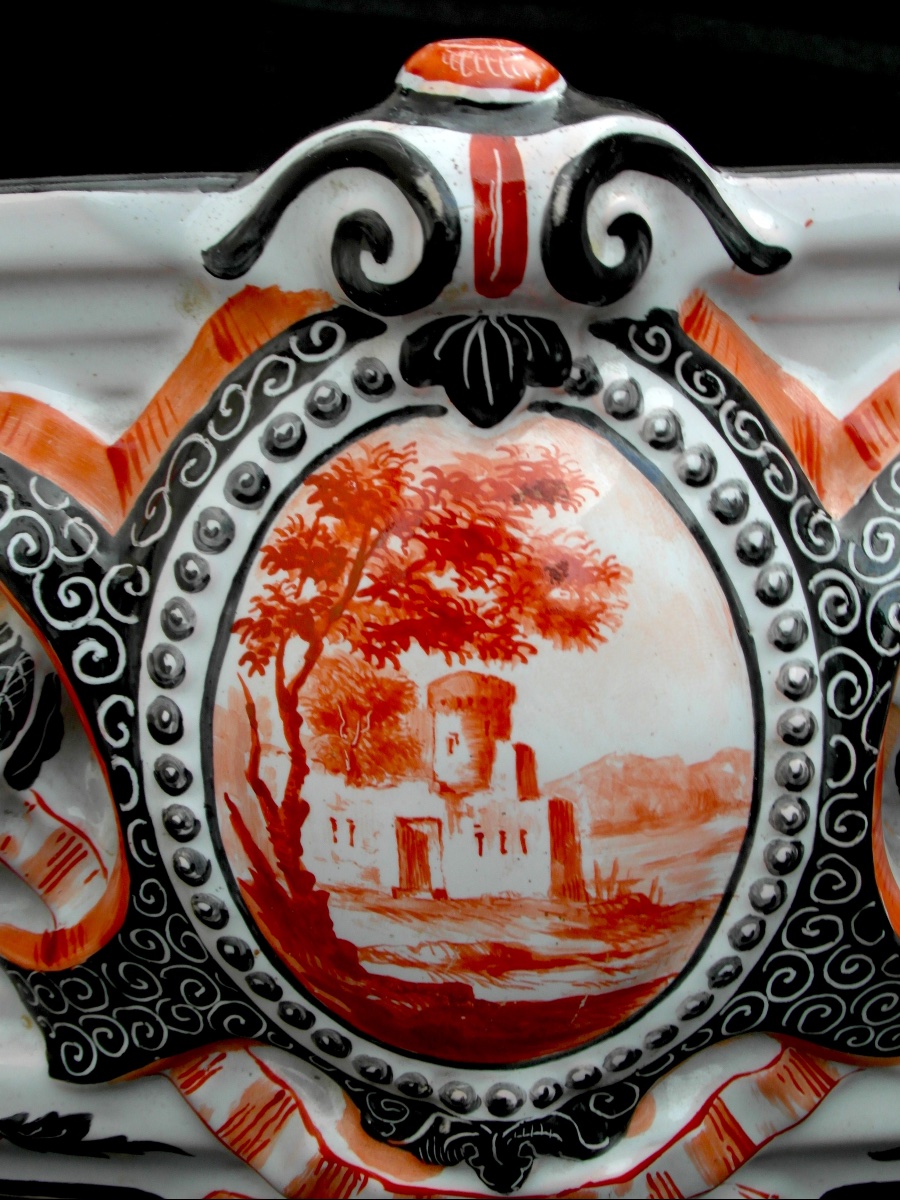 Important Gallé Bowl In Imari Colors With Reserved Areas, 55 Cm Long, Circa 1880-photo-4