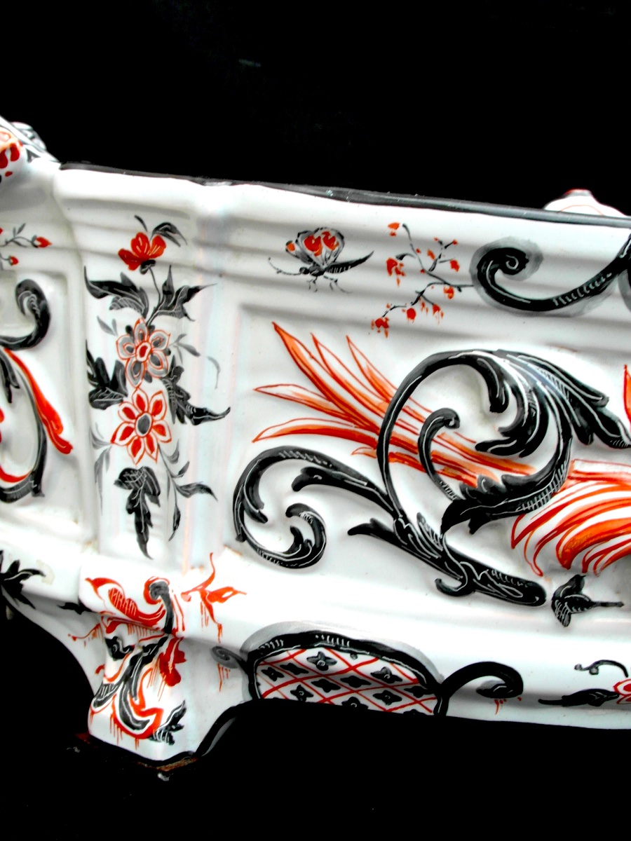 Important Gallé Bowl In Imari Colors With Reserved Areas, 55 Cm Long, Circa 1880-photo-6