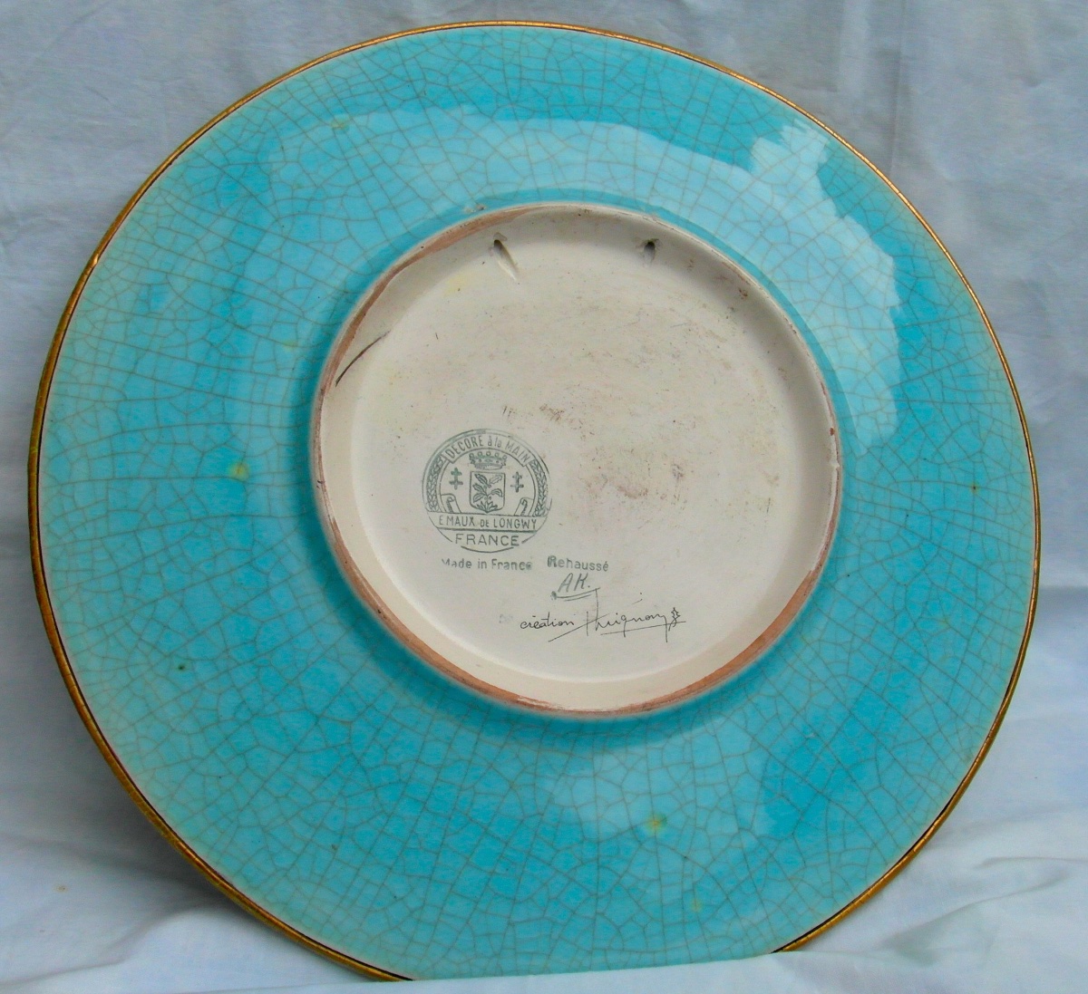 Large "golden Wedding" Platter With Floral Decoration In Longwy And Paul Mignon Enamels, Daum Era -photo-7
