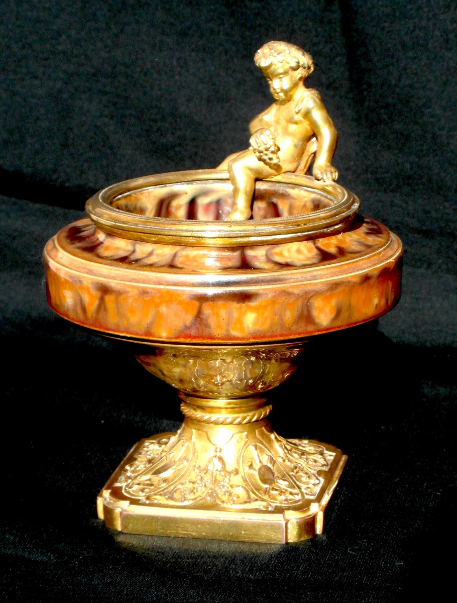 Art Nouveau Ring Sizer Featuring Ceramic And Bronze Putti By Paul Louchet, From The Daum Susses Era, Or-photo-2