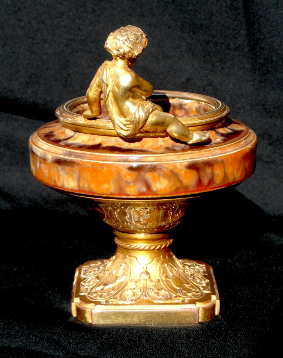 Art Nouveau Ring Sizer Featuring Ceramic And Bronze Putti By Paul Louchet, From The Daum Susses Era, Or-photo-3