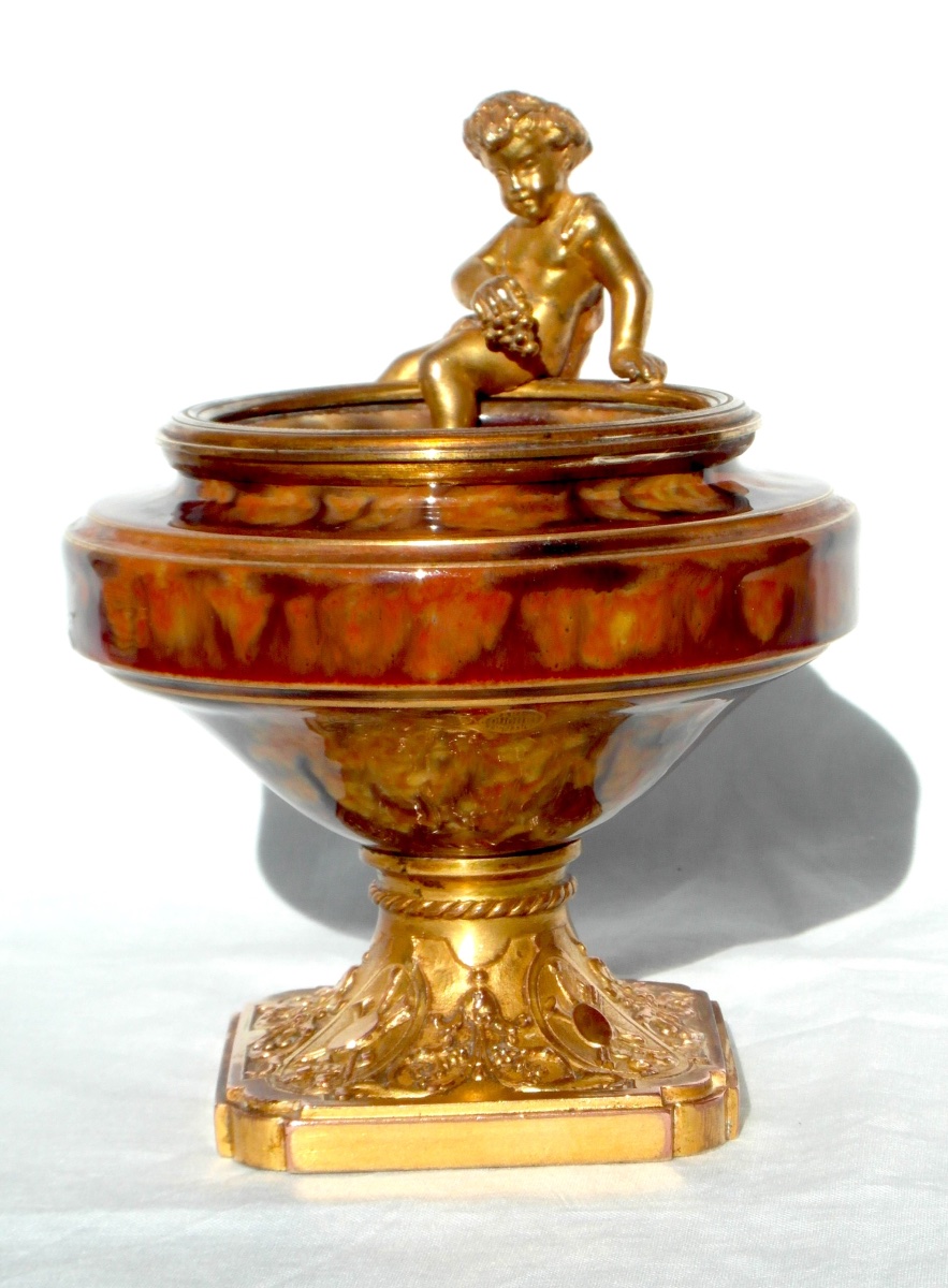 Art Nouveau Ring Sizer Featuring Ceramic And Bronze Putti By Paul Louchet, From The Daum Susses Era, Or-photo-3