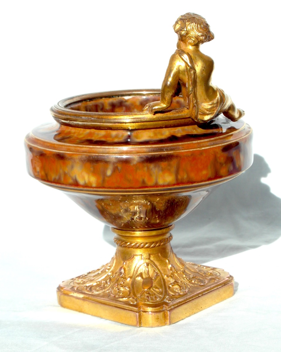 Art Nouveau Ring Sizer Featuring Ceramic And Bronze Putti By Paul Louchet, From The Daum Susses Era, Or-photo-5