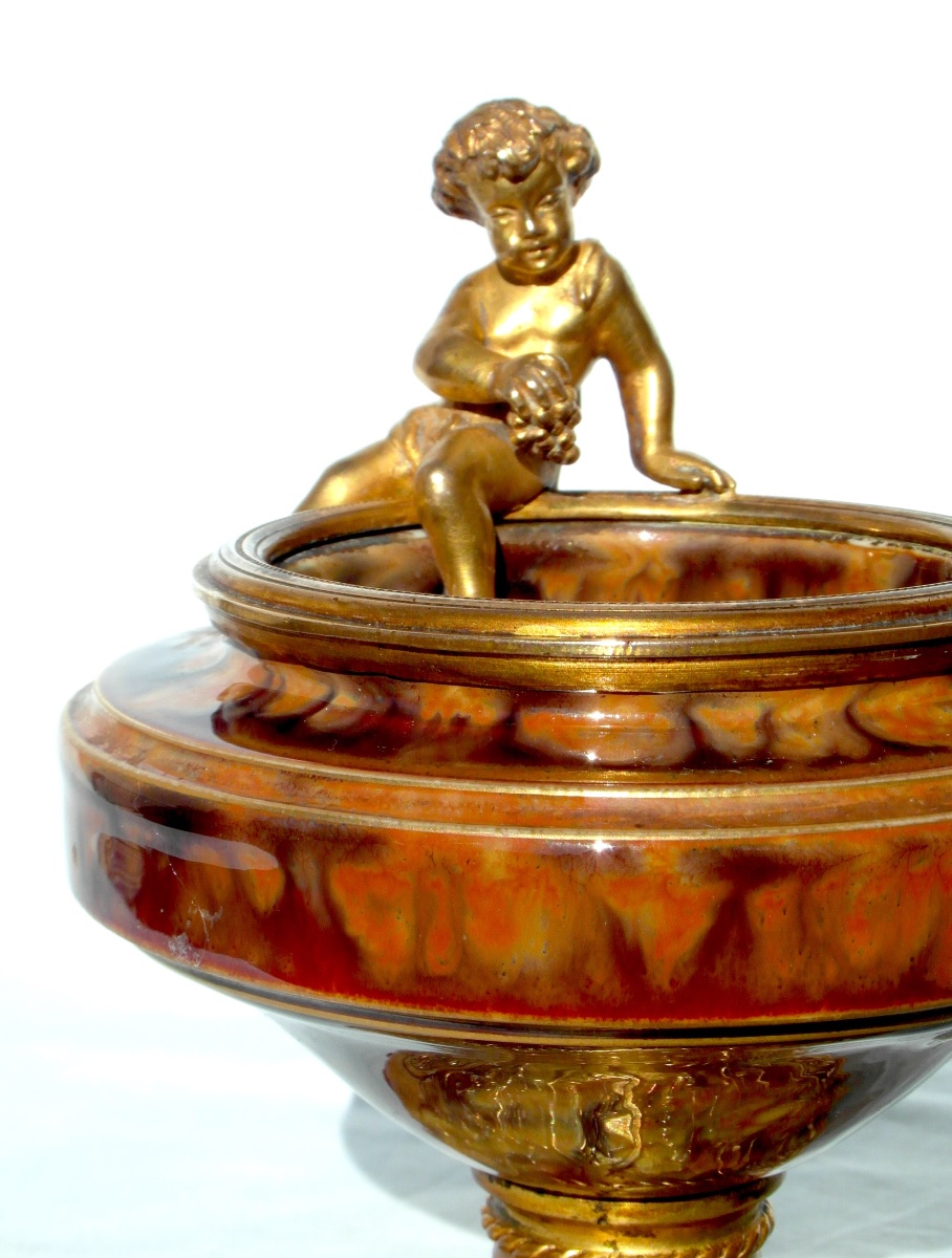 Art Nouveau Ring Sizer Featuring Ceramic And Bronze Putti By Paul Louchet, From The Daum Susses Era, Or-photo-7