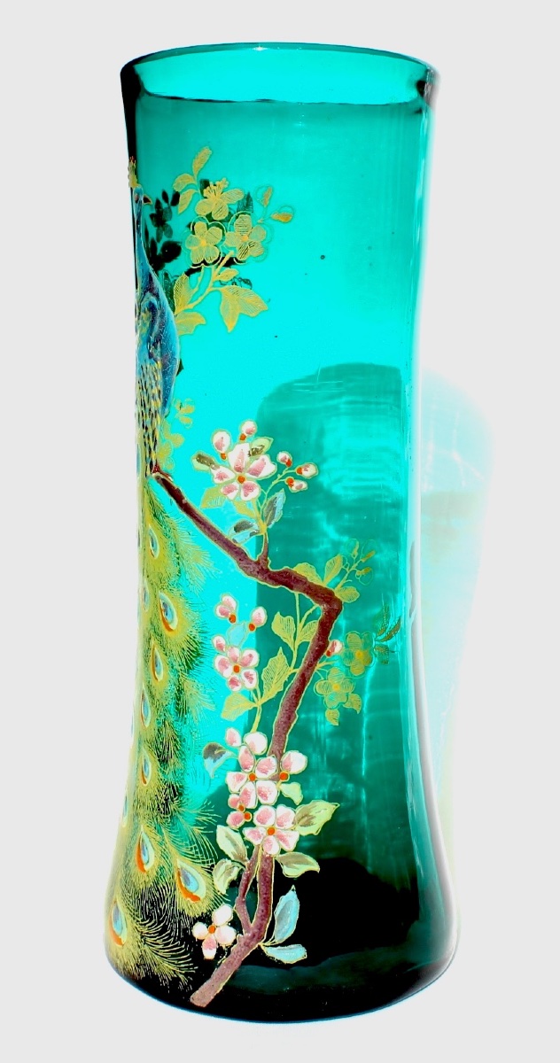 1900 Peacock Vase By Legras, In Perfect Condition, Formerly Daum Galle Art Nouveau-photo-4