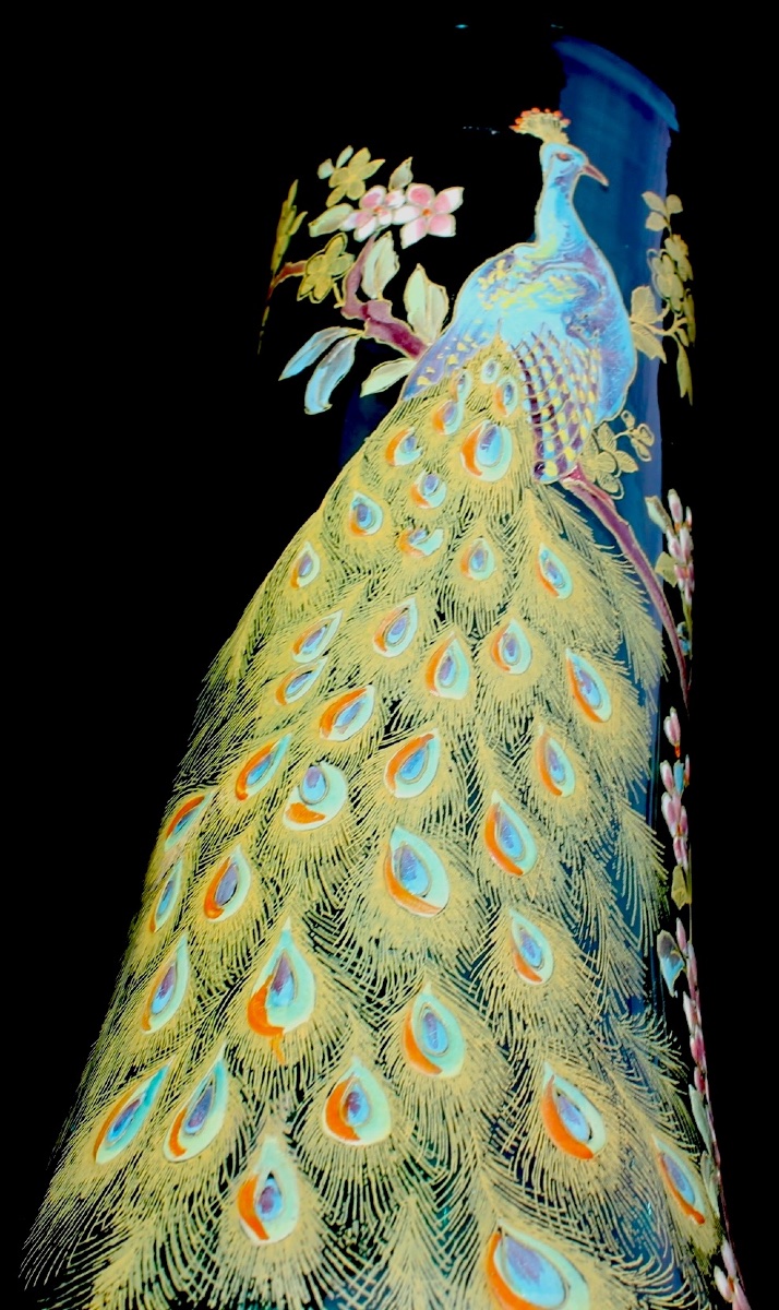 1900 Peacock Vase By Legras, In Perfect Condition, Formerly Daum Galle Art Nouveau-photo-7