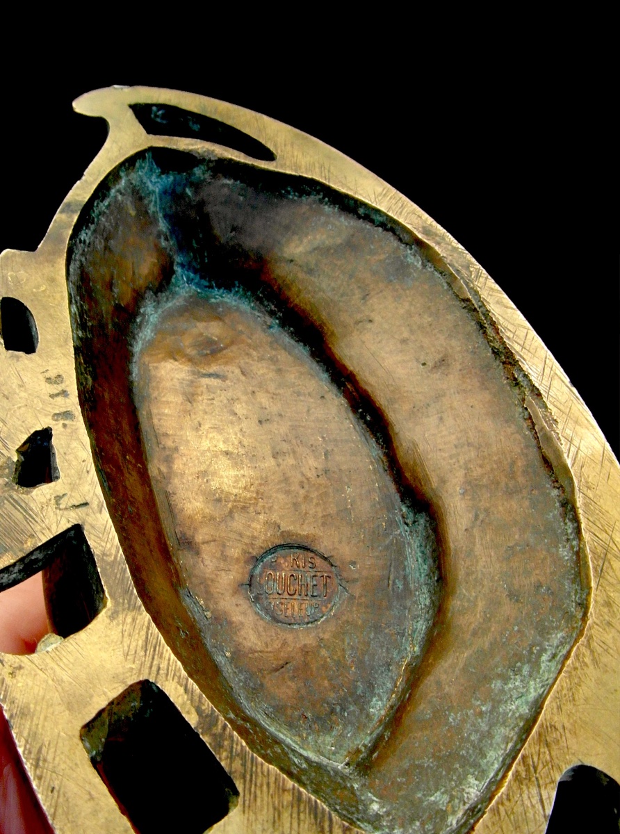 Vase art-nouveau en bronze 2 patines "la femme aux fleurs" par C.Korschann et Louchet  Fondeur-photo-8