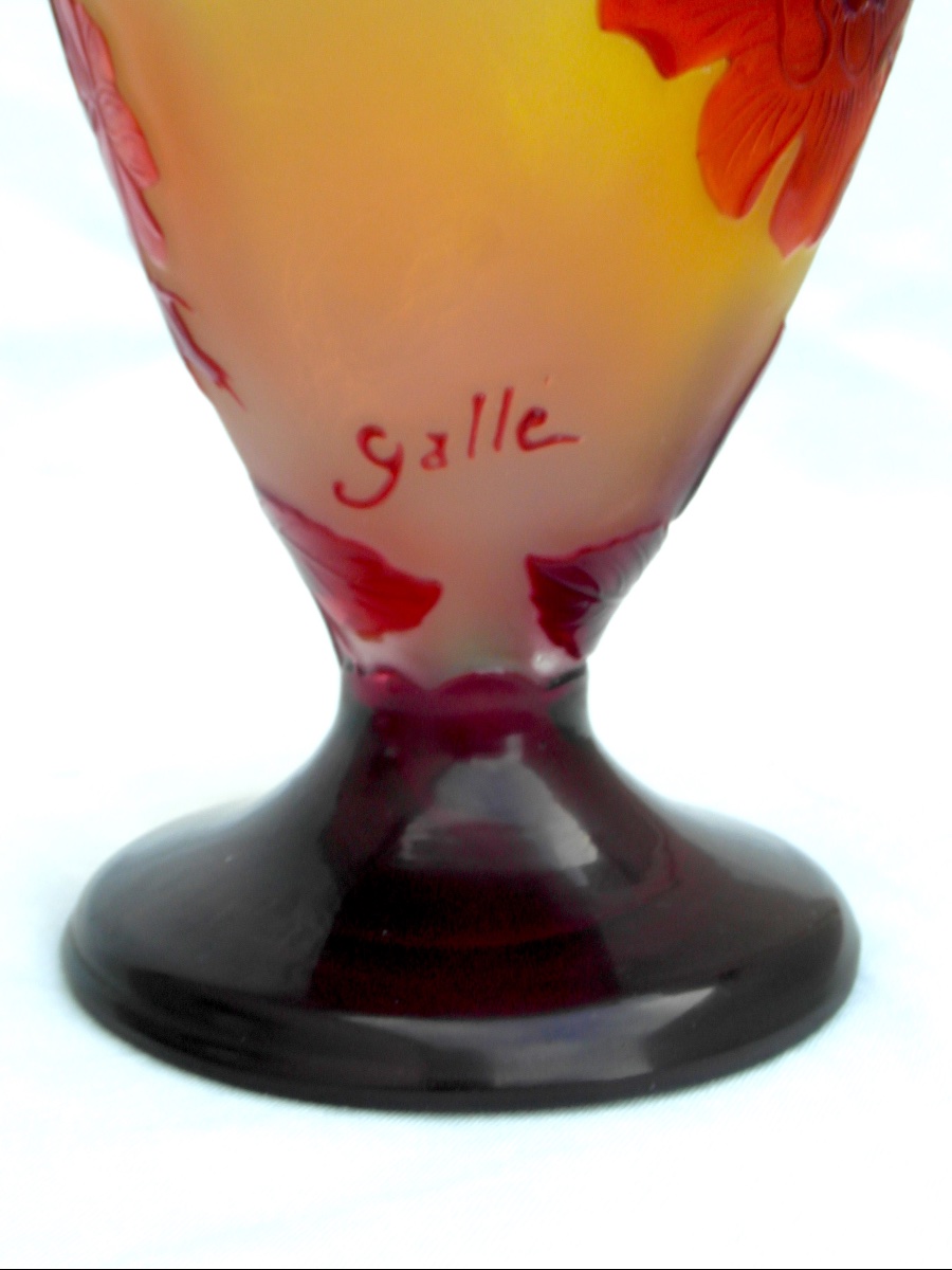 Chalice-shaped Vase With Roses By Gallé, In Perfect Condition, Daum, Circa 1900, Art Nouveau-photo-6