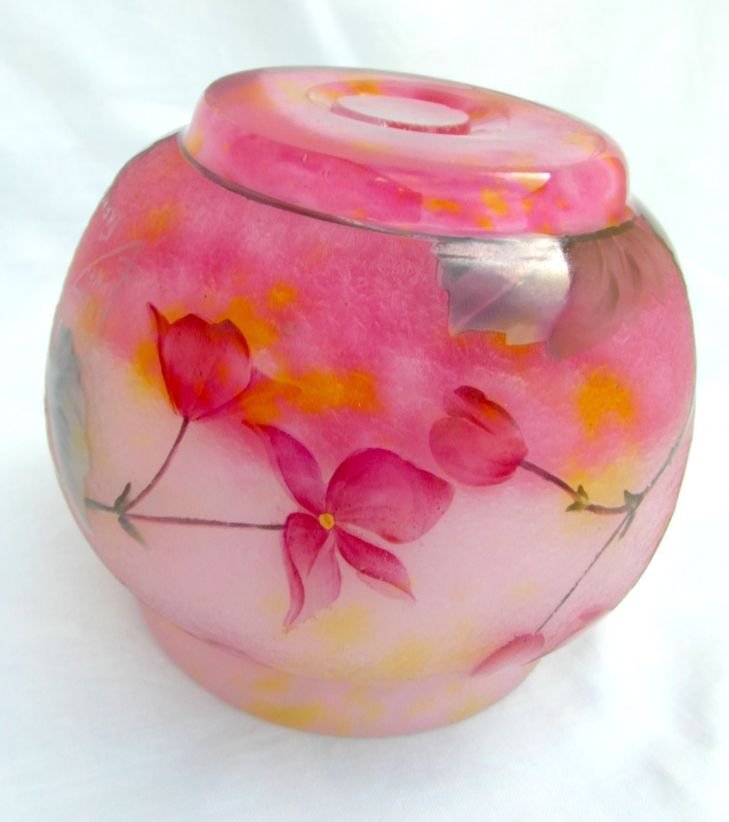 Vase aux begonias roses par Daum, parfait, era Gallé 1900-photo-7