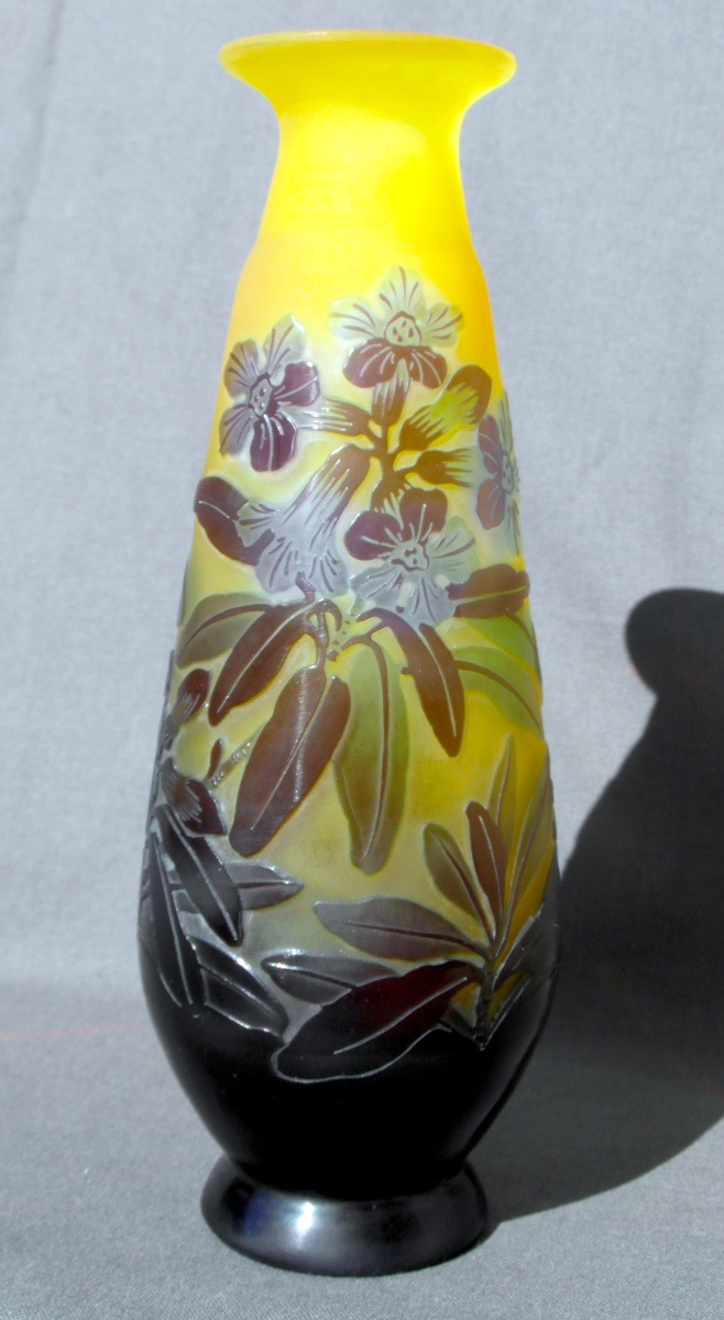 Gallé Vase With Forget-me-nots, In Perfect Condition, 17.5 Cm, Daum, 1900, Art Nouveau-photo-2