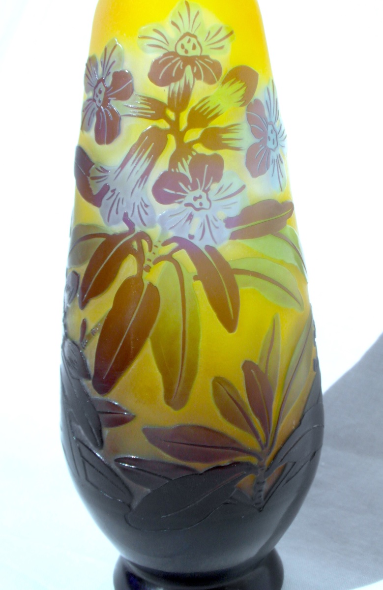 Gallé Vase With Forget-me-nots, In Perfect Condition, 17.5 Cm, Daum, 1900, Art Nouveau-photo-3