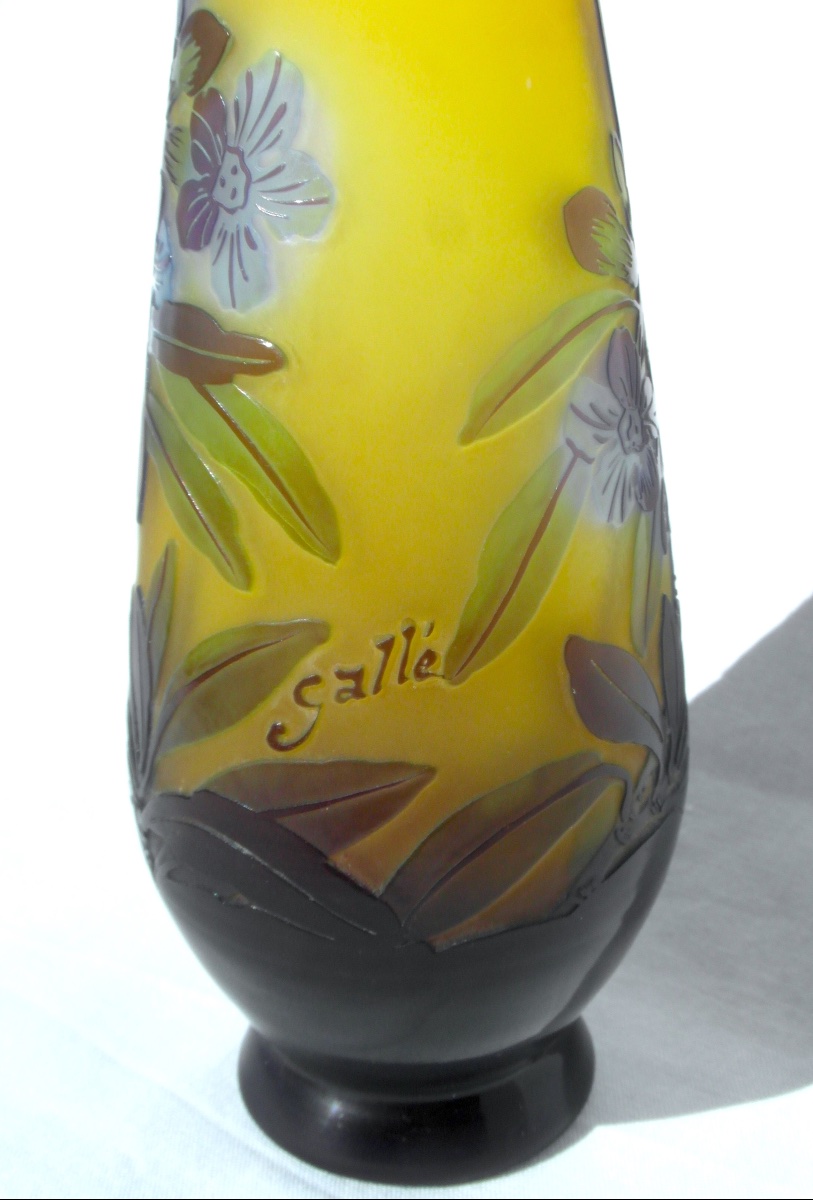 Gallé Vase With Forget-me-nots, In Perfect Condition, 17.5 Cm, Daum, 1900, Art Nouveau-photo-4