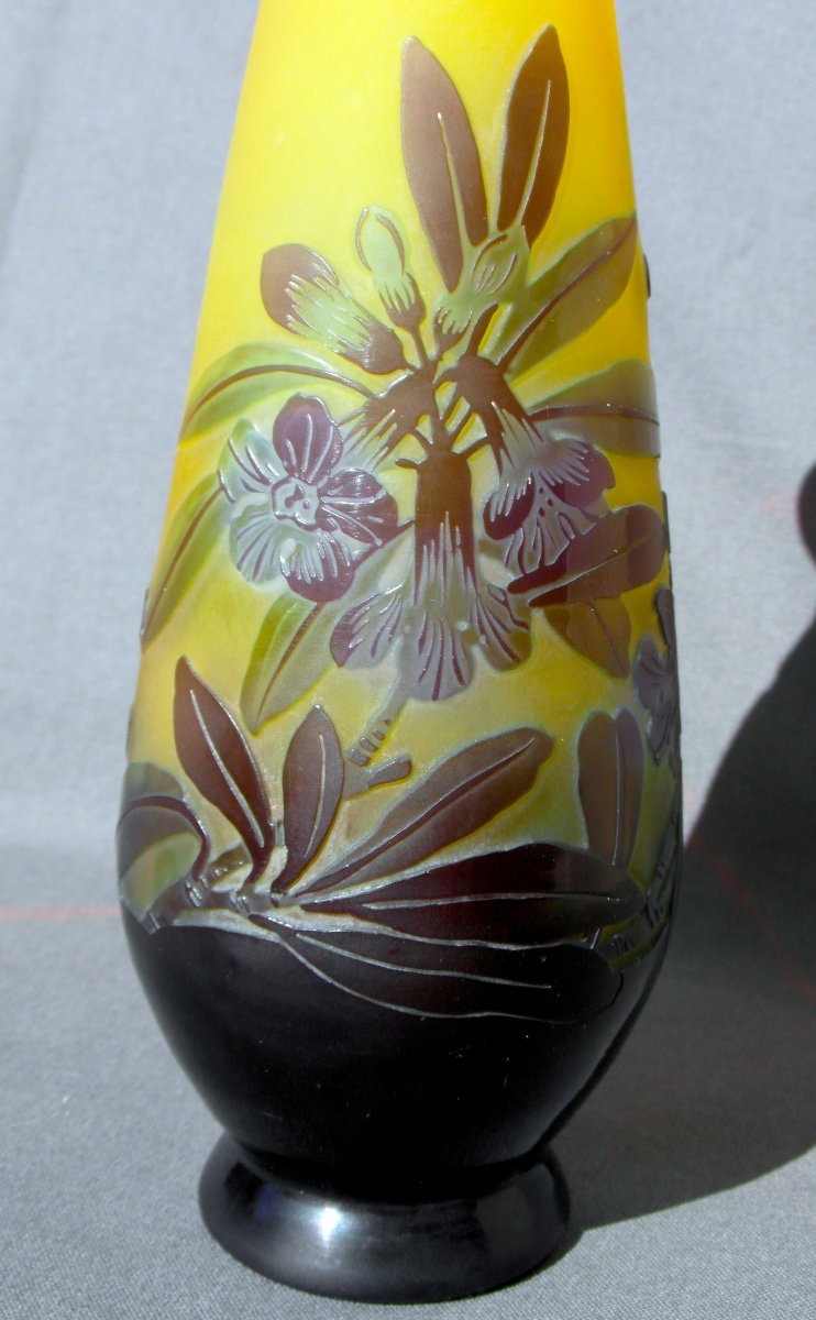 Gallé Vase With Forget-me-nots, In Perfect Condition, 17.5 Cm, Daum, 1900, Art Nouveau-photo-2