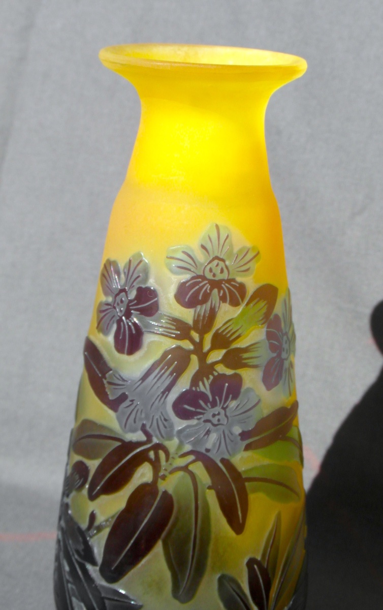 Gallé Vase With Forget-me-nots, In Perfect Condition, 17.5 Cm, Daum, 1900, Art Nouveau-photo-3