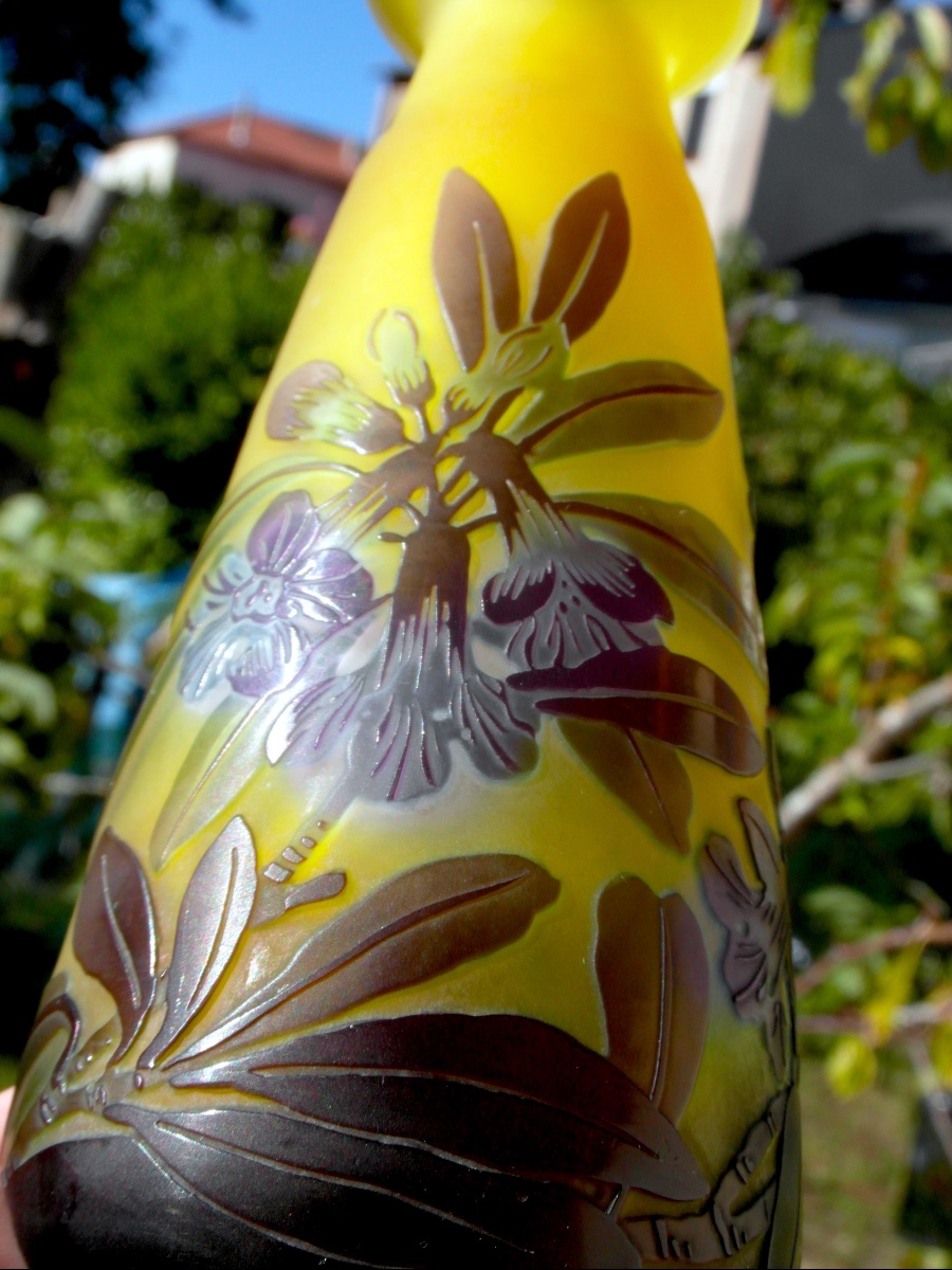 Gallé Vase With Forget-me-nots, In Perfect Condition, 17.5 Cm, Daum, 1900, Art Nouveau-photo-5
