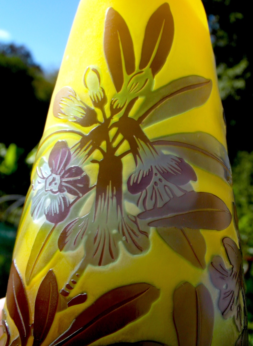Gallé Vase With Forget-me-nots, In Perfect Condition, 17.5 Cm, Daum, 1900, Art Nouveau-photo-6