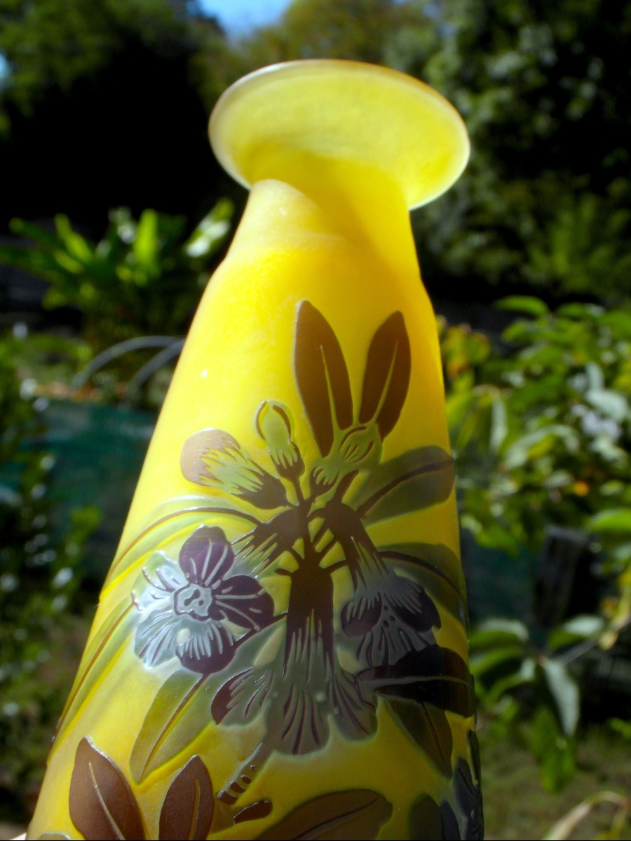 Gallé Vase With Forget-me-nots, In Perfect Condition, 17.5 Cm, Daum, 1900, Art Nouveau-photo-7