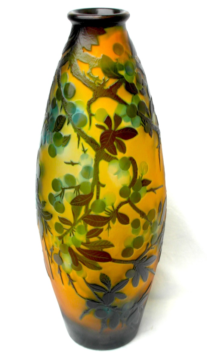 Large 1900 Vase With A Design Of Sloe Berries By Gallé, In Perfect Condition, 38 Cm, Daum, 1900, Art Nouveau-photo-2