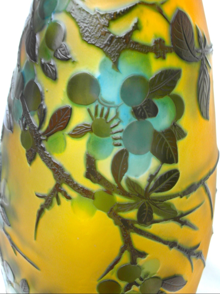 Large 1900 Vase With A Design Of Sloe Berries By Gallé, In Perfect Condition, 38 Cm, Daum, 1900, Art Nouveau-photo-1