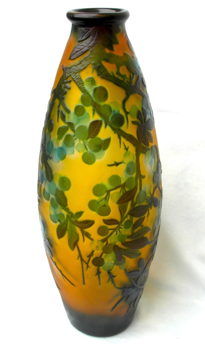 Large 1900 Vase With A Design Of Sloe Berries By Gallé, In Perfect Condition, 38 Cm, Daum, 1900, Art Nouveau-photo-5
