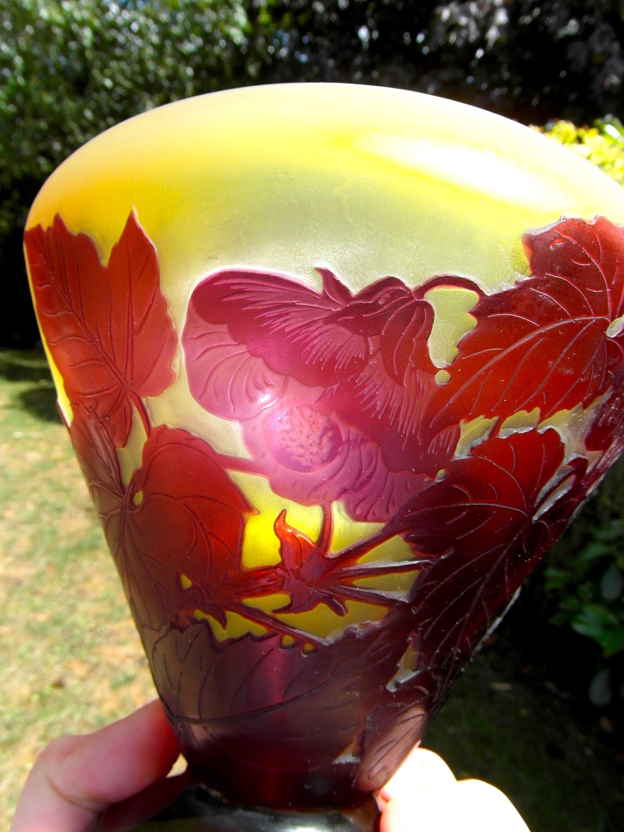 Abutilon Vase By Gallé, In Perfect Condition, Daum, Circa 1900, Art Nouveau-photo-5