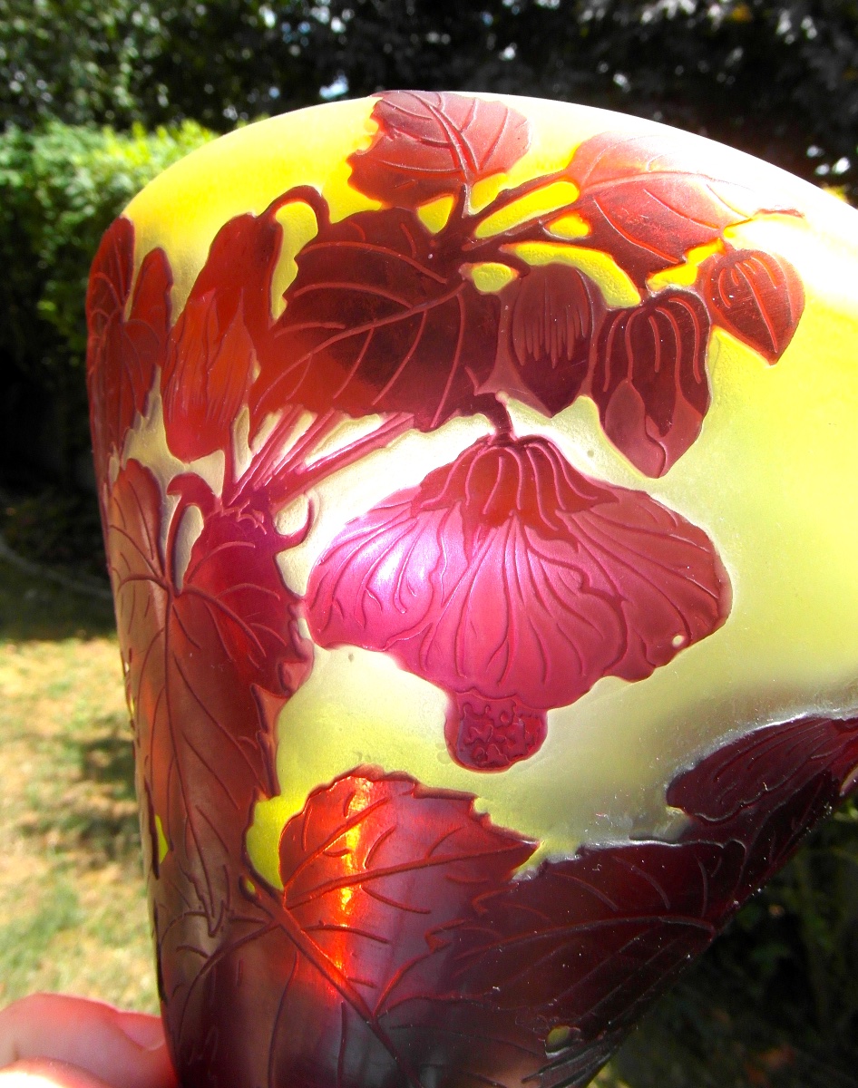 Abutilon Vase By Gallé, In Perfect Condition, Daum, Circa 1900, Art Nouveau-photo-6