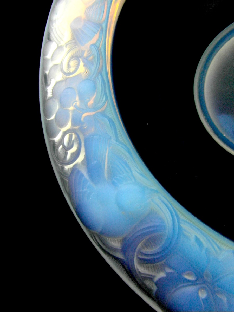 Coupe haute opalescente art-déco "les moineaux dans les vignes"par P. D'AVESN, era daum Lalique-photo-1