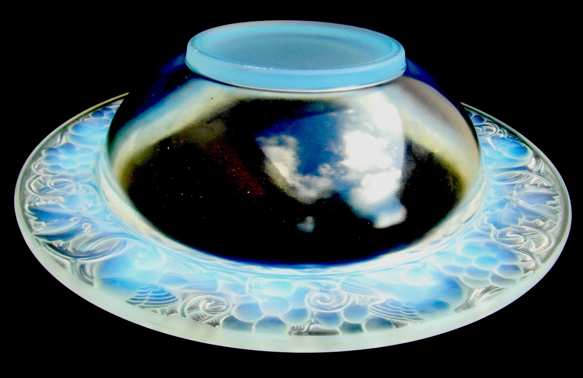 Coupe haute opalescente art-déco "les moineaux dans les vignes"par P. D'AVESN, era daum Lalique-photo-2