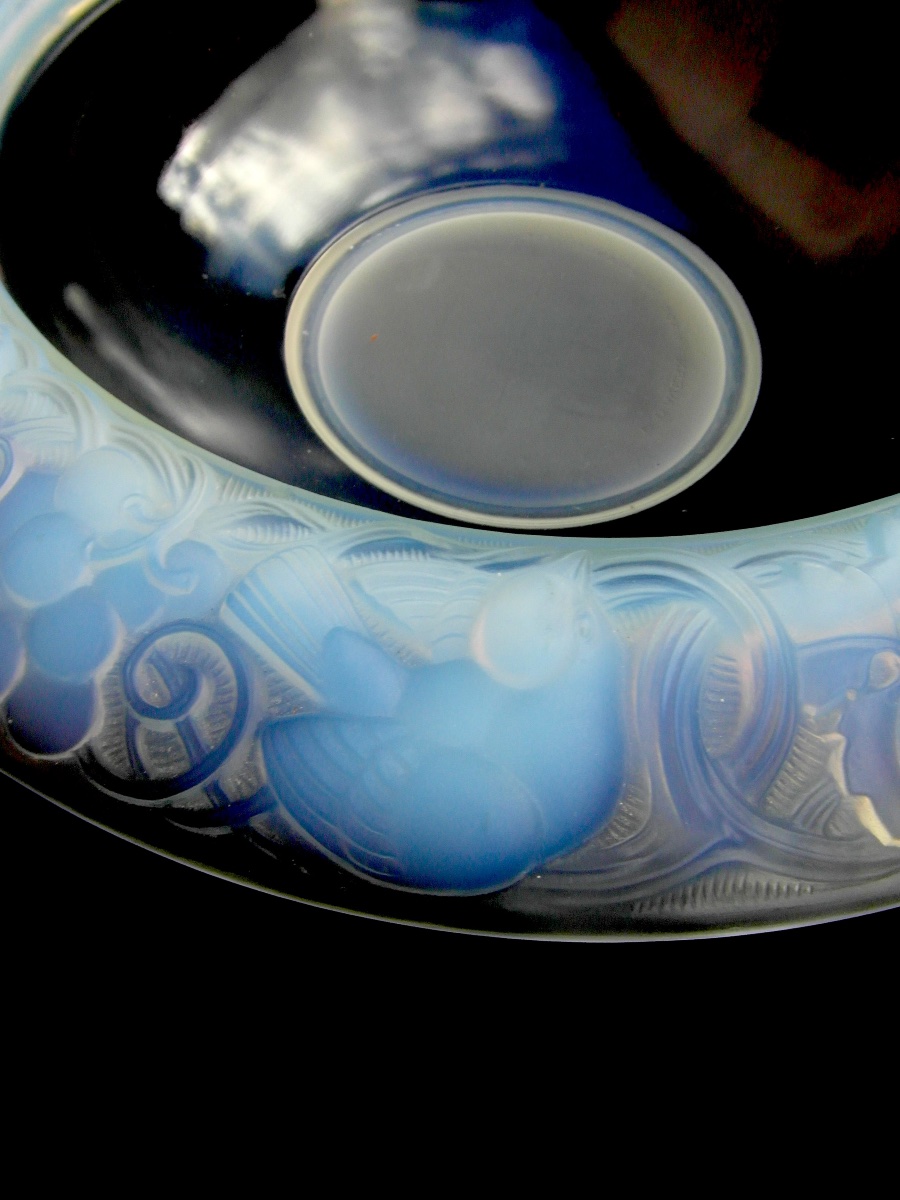 Coupe haute opalescente art-déco "les moineaux dans les vignes"par P. D'AVESN, era daum Lalique-photo-4