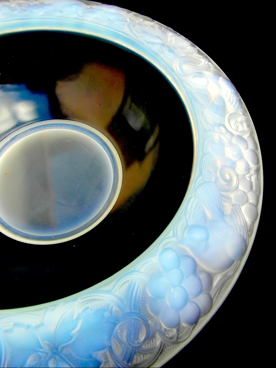 Coupe haute opalescente art-déco "les moineaux dans les vignes"par P. D'AVESN, era daum Lalique-photo-5
