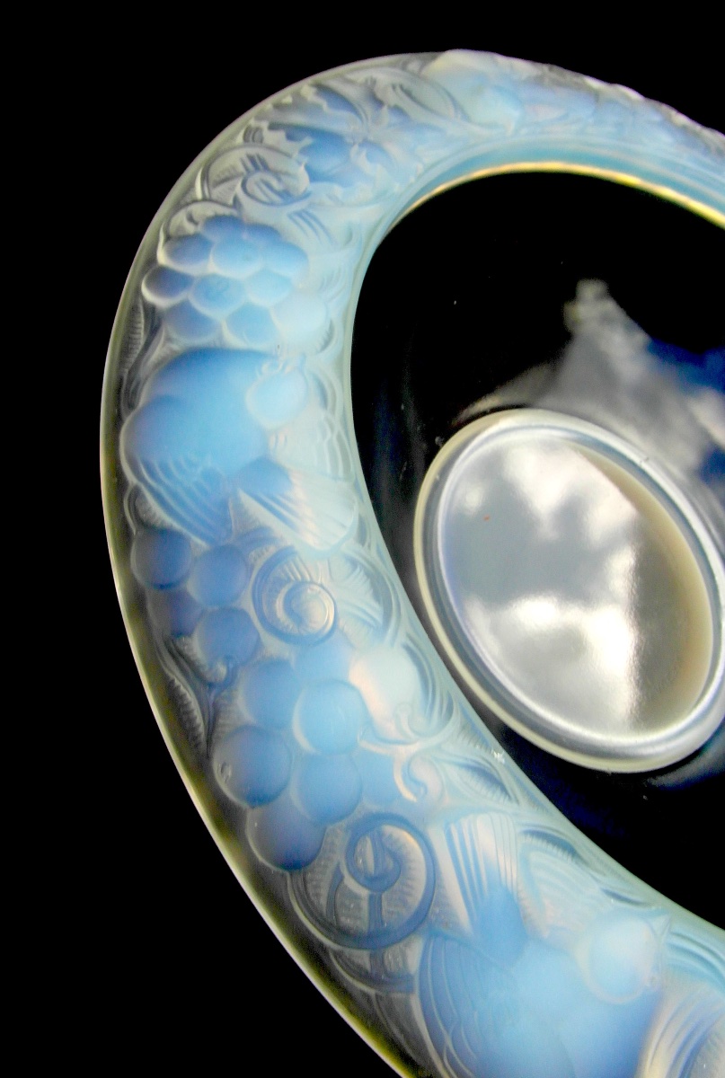 Coupe haute opalescente art-déco "les moineaux dans les vignes"par P. D'AVESN, era daum Lalique-photo-6