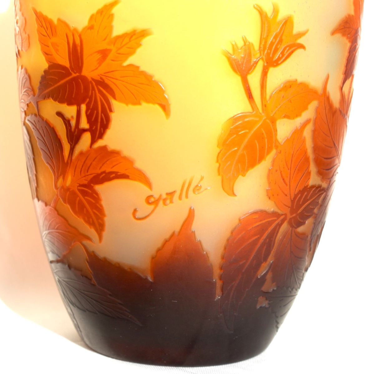 Vase With Primrose Design By Gallé, Engraved, In Perfect Condition, Daum, Circa 1900, Art Nouveau-photo-3