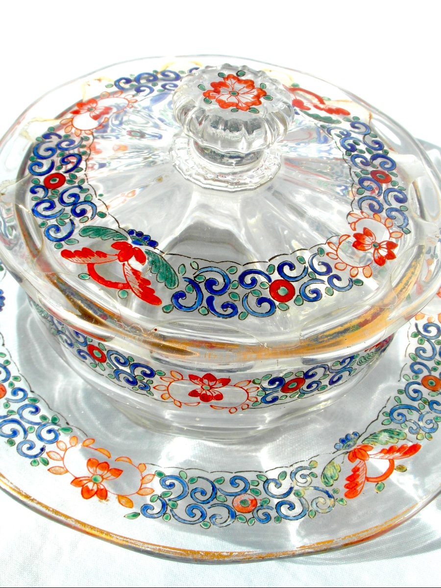 Rare 1890 Damon & Delente Candy Dish, Daum Glassware, Galle Era, Art Nouveau-photo-4