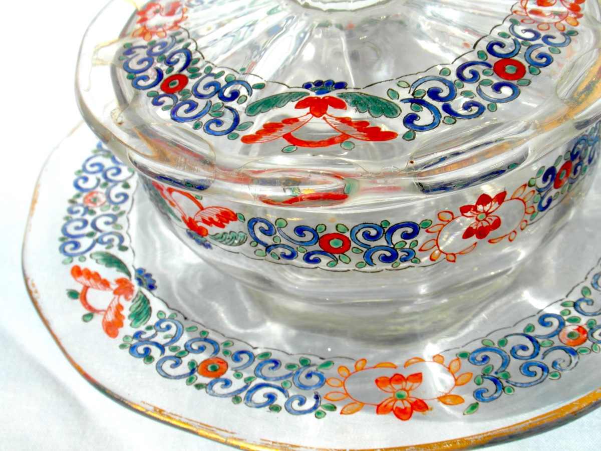 Rare 1890 Damon & Delente Candy Dish, Daum Glassware, Galle Era, Art Nouveau-photo-1