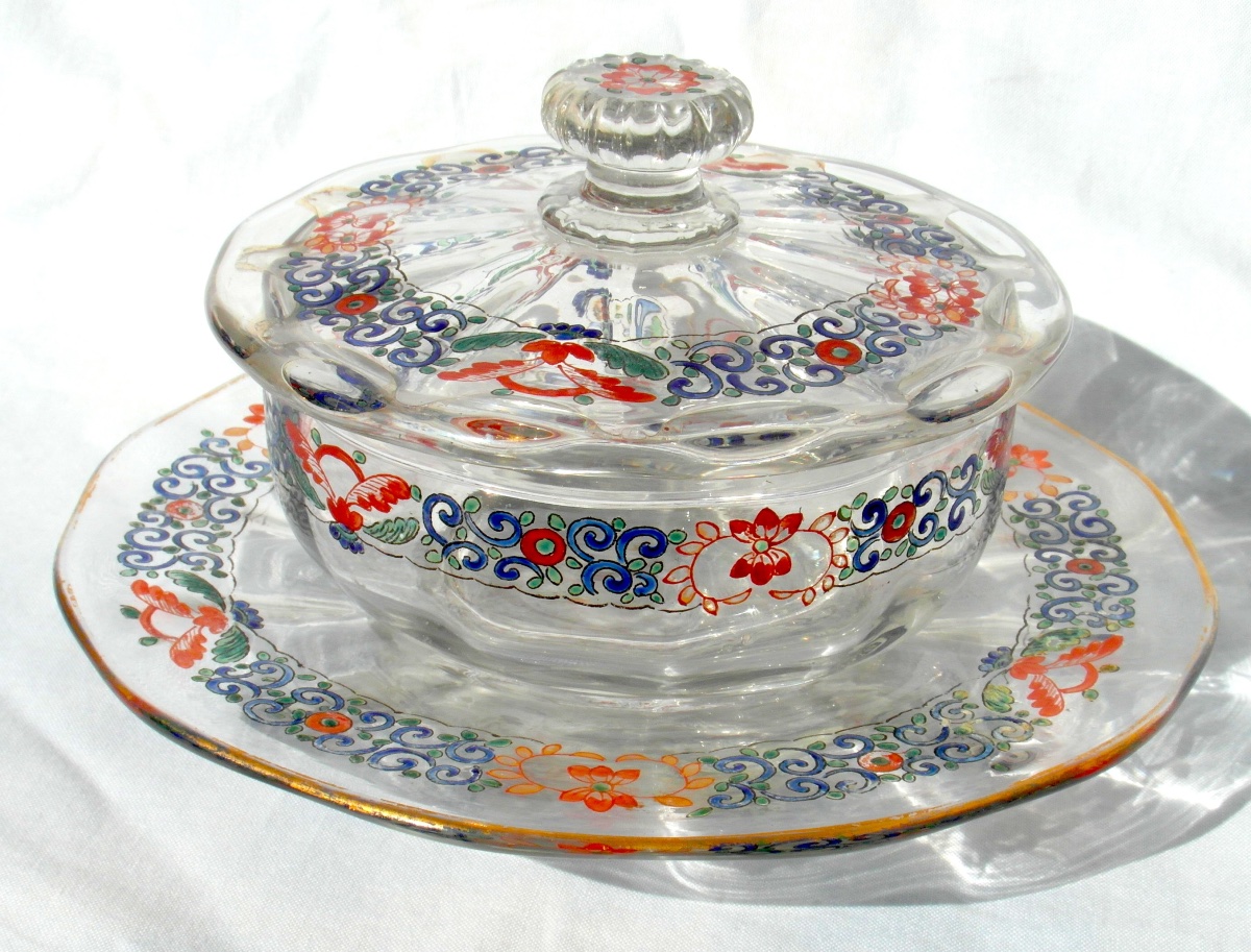 Rare 1890 Damon & Delente Candy Dish, Daum Glassware, Galle Era, Art Nouveau-photo-2