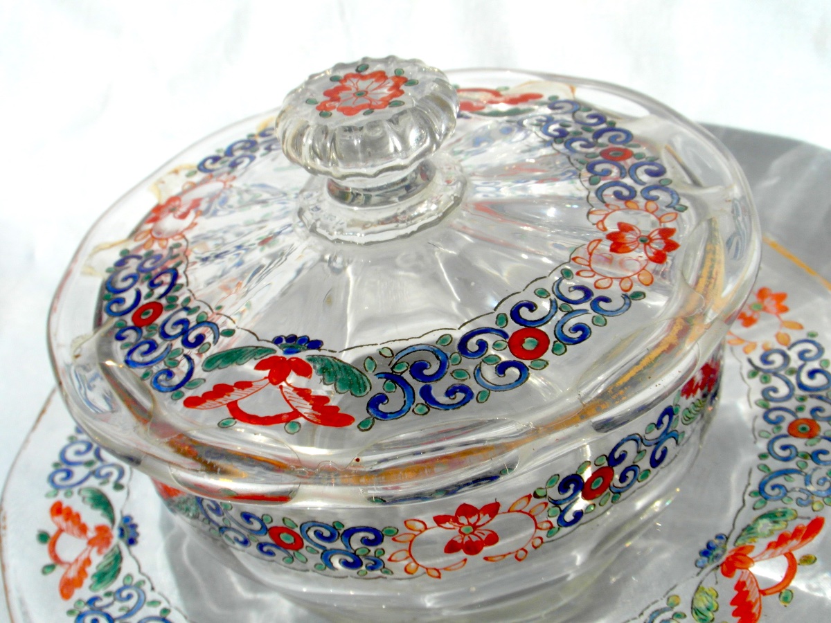 Rare 1890 Damon & Delente Candy Dish, Daum Glassware, Galle Era, Art Nouveau-photo-3