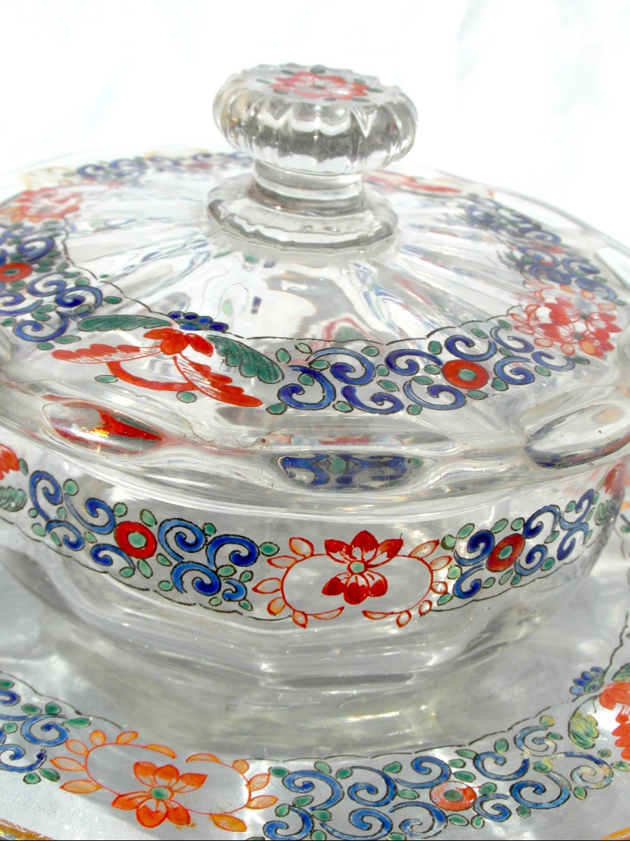 Rare 1890 Damon & Delente Candy Dish, Daum Glassware, Galle Era, Art Nouveau-photo-4