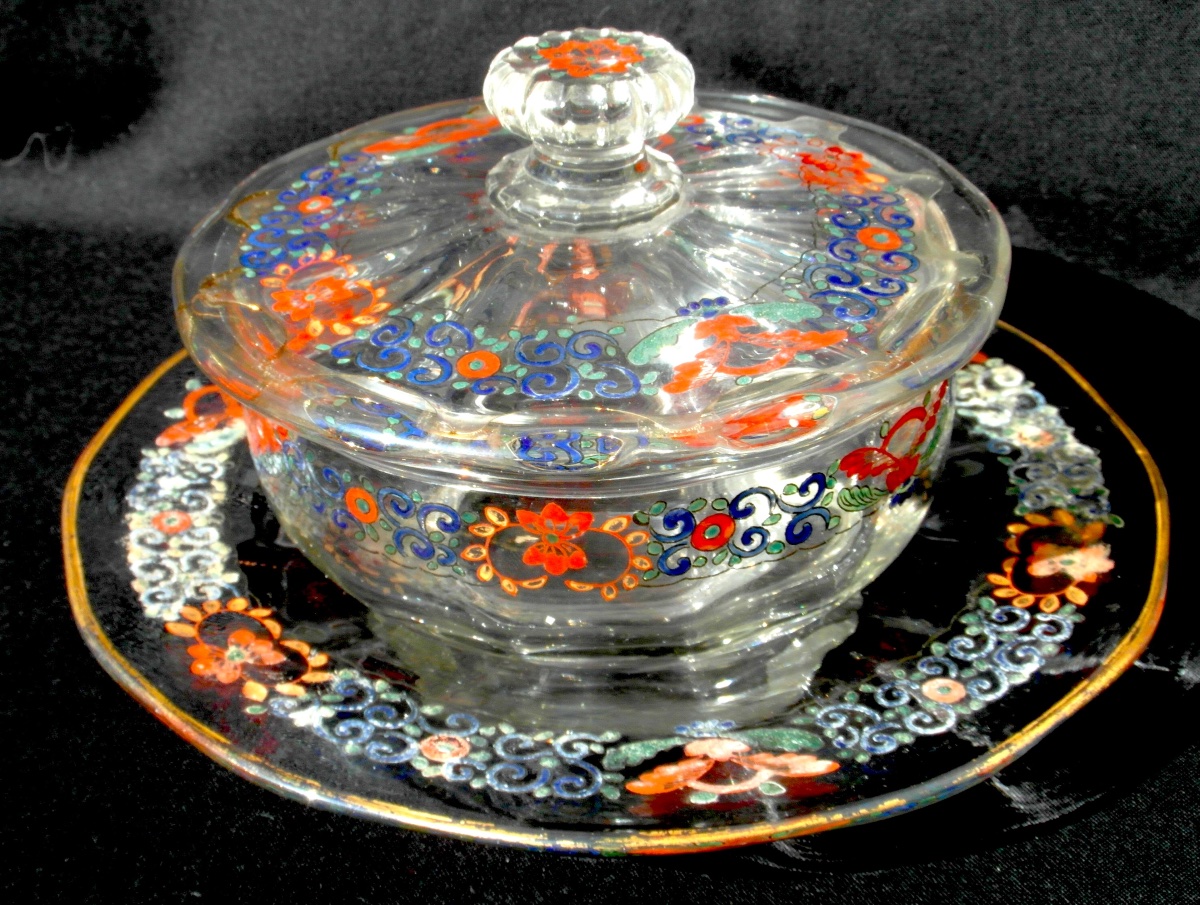 Rare 1890 Damon & Delente Candy Dish, Daum Glassware, Galle Era, Art Nouveau-photo-5
