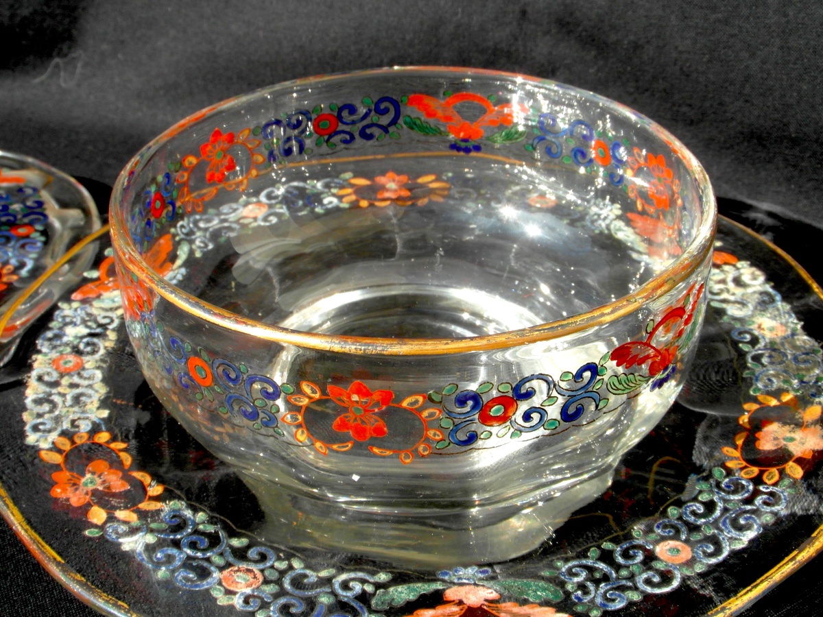 Rare 1890 Damon & Delente Candy Dish, Daum Glassware, Galle Era, Art Nouveau-photo-7