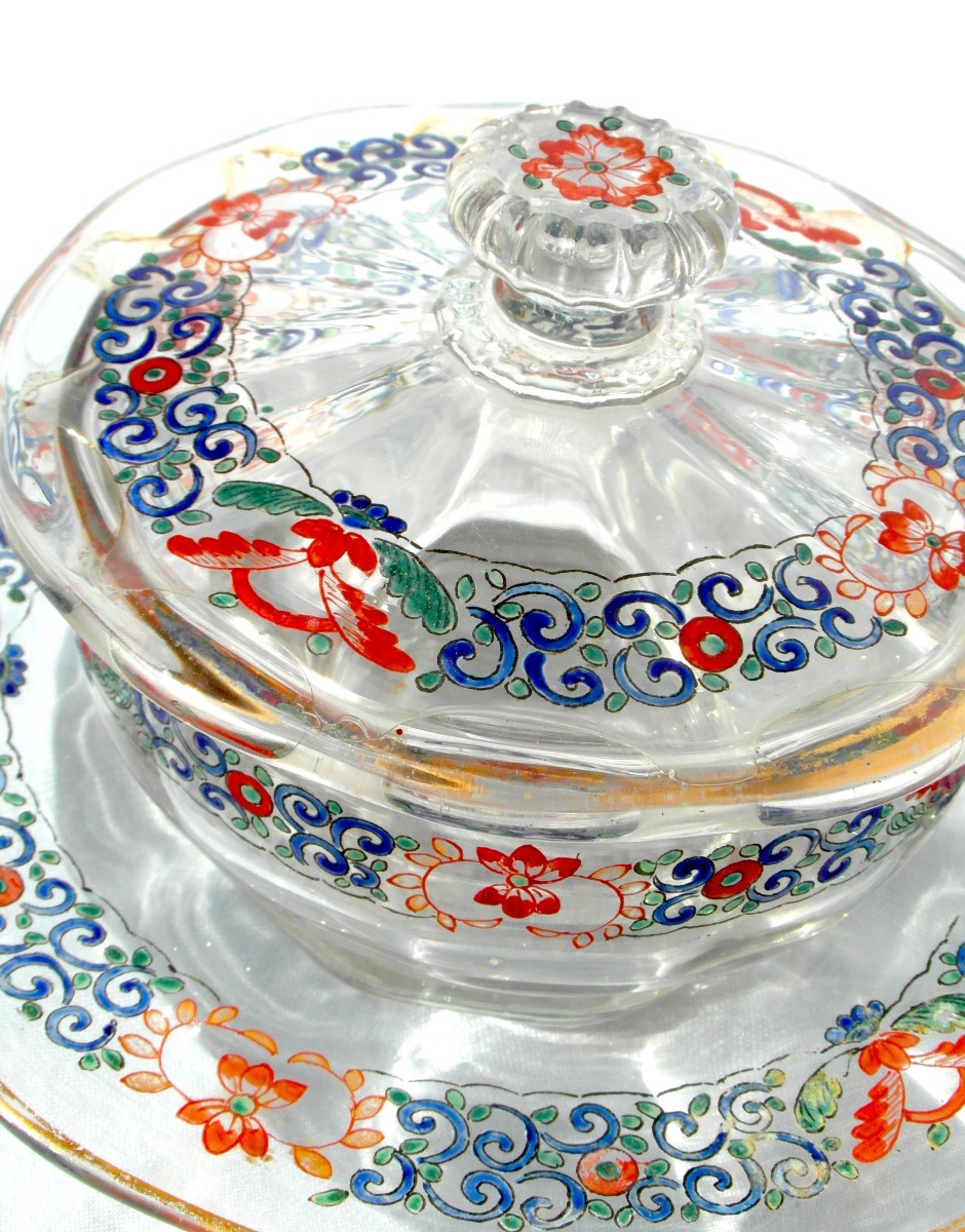 Rare 1890 Damon & Delente Candy Dish, Daum Glassware, Galle Era, Art Nouveau