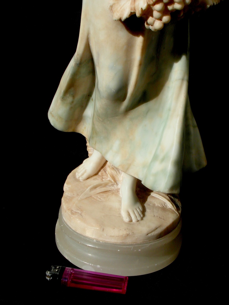 Statue 1900  "la paysanne au chapeau de paille" Par PUGI en marbre de Carrare era daum-photo-2