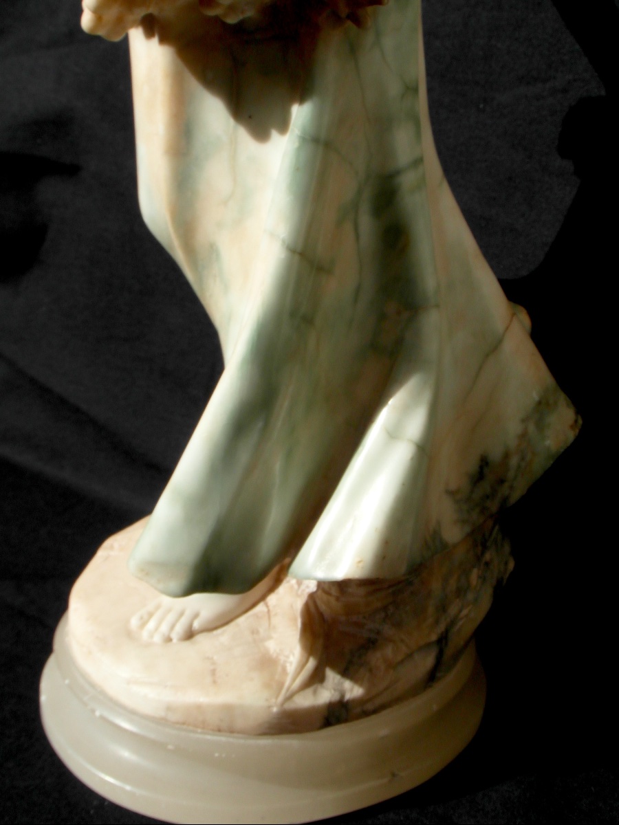 Statue 1900  "la paysanne au chapeau de paille" Par PUGI en marbre de Carrare era daum-photo-5