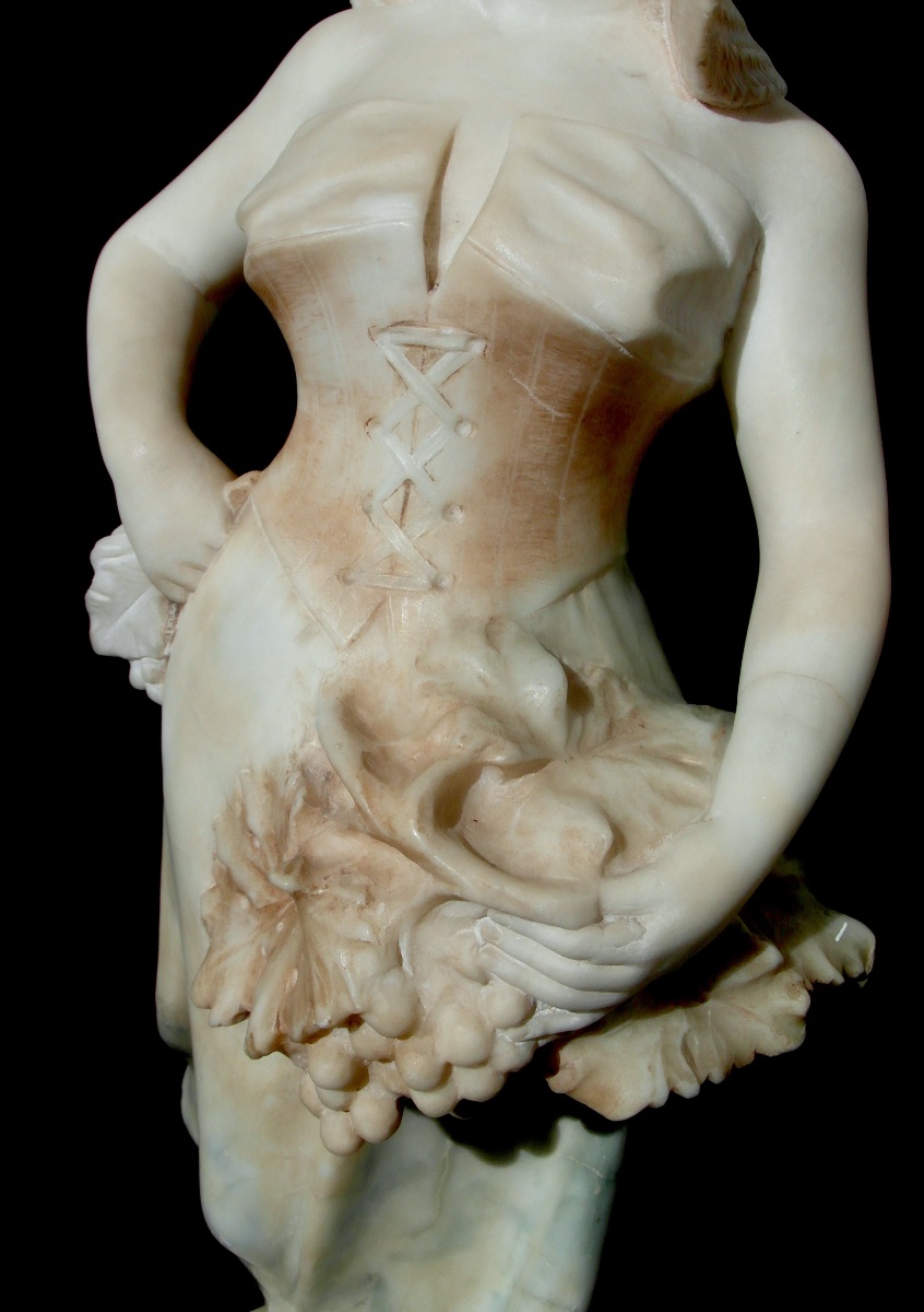 Statue 1900  "la paysanne au chapeau de paille" Par PUGI en marbre de Carrare era daum-photo-6