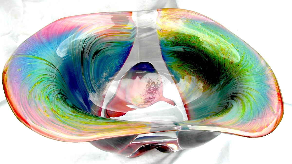 A Large Glass Goblet Known As "calcedonia," Designed By Dino Rosin In Murano; It Was Made By Daum Galle-photo-4