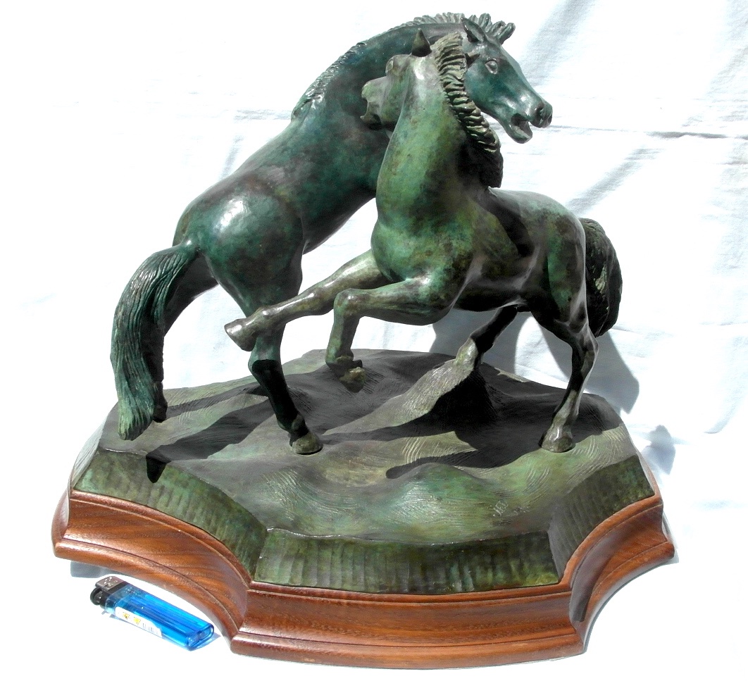 Groupe En Bronze Aux Chevaux Cabrés, Vers 1930, numéroté , Signé, Era Susse Barye Daum-photo-2
