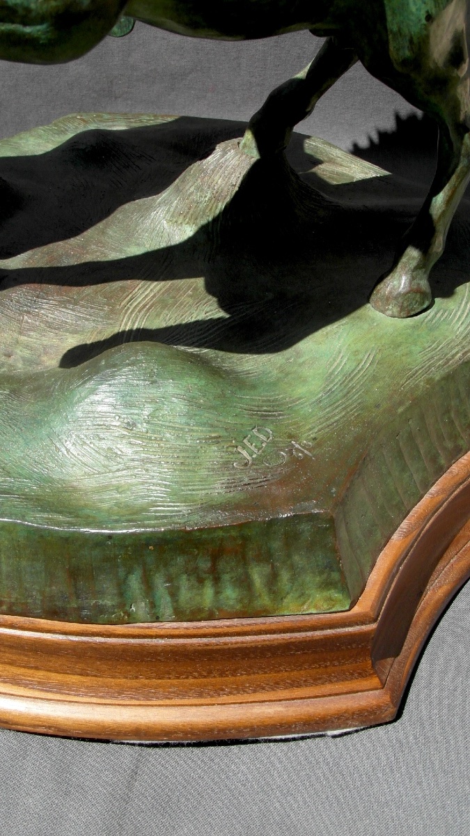 Groupe En Bronze Aux Chevaux Cabrés, Vers 1930, numéroté , Signé, Era Susse Barye Daum-photo-6