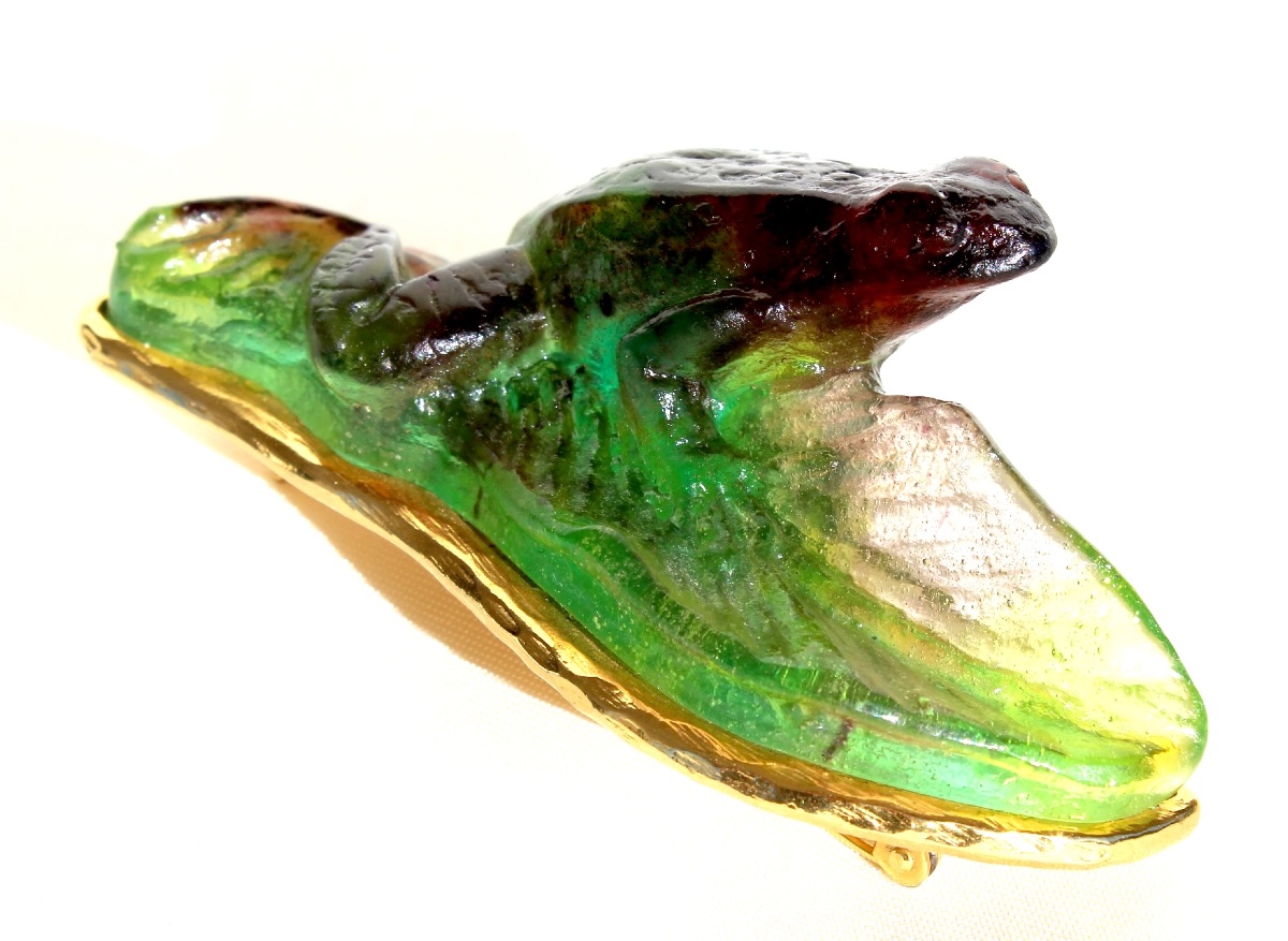 Broche à la grenouille , serie "nature" par Daum, parfait, era Baccarat Lalique-photo-3